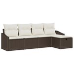 vidaXL Ensemble de canapé de jardin 5 pièces avec coussins Brown Poly Rattan