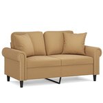 vidaXL Canapé 2 places avec oreillers décoratifs brun 120 cm velours