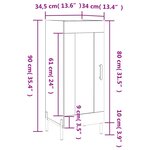 vidaXL Buffet Sonoma gris 34 5x34x90 cm Bois d'ingénierie