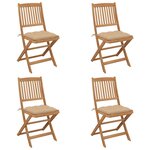 vidaXL Chaises pliables de jardin 4 Pièces avec coussins Bois d'acacia