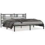 vidaXL Cadre de lit métal avec tête de lit noir 183x213 cm