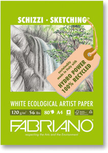 FABRIANO WHITE ECOLOGICAL ARTIST PAPER-Bloc29 7x42cm-120gsm-40feuille