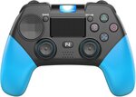 Ovegna p01: manette de jeux sans fil pour playstation 4 android et pc  gamepad  bluetooth  double vibration  batterie lithium rechargeable 1000mah  haut-parleur prise jack (blue)