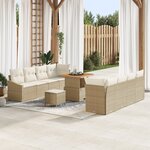 Ensemble de canapé de jardin vidaXL 11 pièces avec coussins beige poly rotin acacia