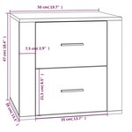 vidaXL Table de chevet Blanc brillant 50x39x47 cm