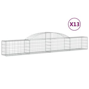 vidaXL Paniers à gabions arqués 13 Pièces 300x30x40/60 cm fer galvanisé