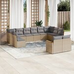 vidaXL Salon de jardin avec coussins 12 Pièces beige résine tressée