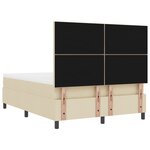 vidaXL Lit à Sommier avec Matelas & Banc Crème 160x200 cm Tissu