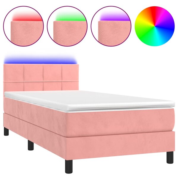vidaXL Sommier à lattes de lit avec matelas et LED Rose 80x200 cm