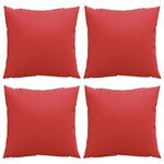 vidaXL Coussins de canapé lot de 4 rouge 50x50 cm tissu
