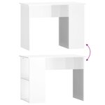 Bureau table poste de travail meuble d'ordinateur informatique étude brillant 100 x 55 x 75 cm bois d'ingénierie blanc 02_0023537