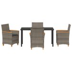 vidaXL Ensemble de Salle à Manger de Jardin 5 Pièces avec Coussins Gris Poly Rattan