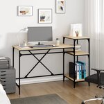 vidaXL Bureau et étagères chêne sonoma 135x50x90cm bois ingénierie/fer