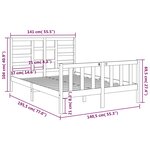 vidaXL Cadre de lit bois massif 135x190 cm double