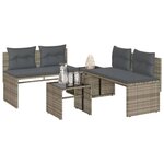 vidaXL Salon de jardin 4 Pièces avec coussins gris résine tressée