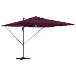 vidaXL Parasol déporté Roma de avec LEDs Bordeaux Rouge 286x285x270 cm Aluminium