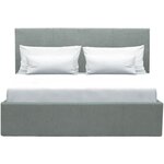 Lit coffre adulte MARTIN - Couchage 140 x 190 cm - Gris clair - Sommier à lattes - 201 x 146 x 99 cm