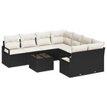 Ensemble de canapés 9 pièces vidaXL avec coussins en rotin noir