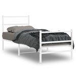 vidaXL Cadre de lit métal avec tête de lit/pied de lit blanc 75x190 cm
