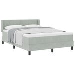 Lit Box Spring vidaXL avec Matelas Gris clair 160x200 cm Velours