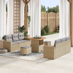 Ensemble de canapé de jardin vidaXL 9 pièces avec coussins beige poly rotin acacia