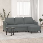 vidaXL Canapé à 3 places avec repose-pieds Gris foncé 180 cm Tissu