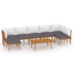 Salon de jardin meuble d'extérieur ensemble de mobilier 8 pièces avec coussins bois d'acacia solide 02_0017488