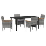 vidaXL Ensemble de dîner de jardin 5 pièces Gris Rotin Poly