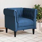 vidaXL Fauteuil Chesterfield bleu tissu