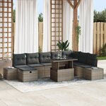 vidaXL Ensemble de 9 Canapés de Jardin avec Coussins Gris en Rattan Poly