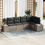 vidaXL Ensemble de canapés de jardin 5 pièces avec coussins gris en rotin synthétique
