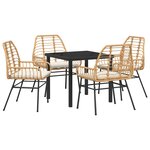 vidaXL Ensemble de salle à manger de jardin 5 pièces avec coussins marron en poly rattan