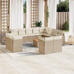 vidaXL Salon de jardin avec coussins 13 Pièces beige résine tressée