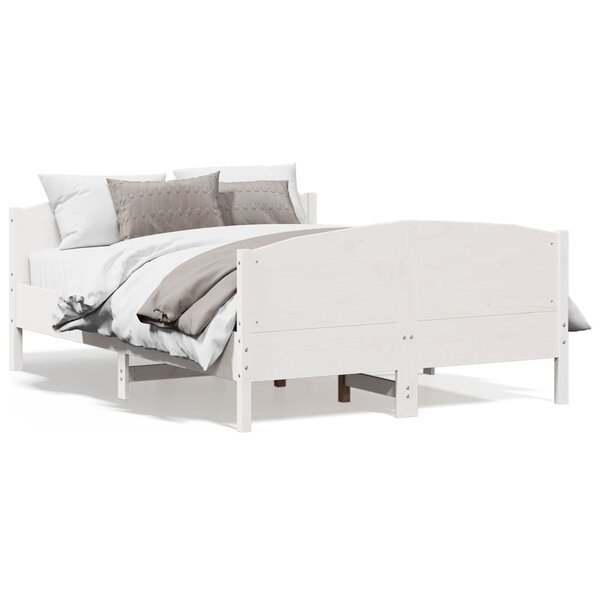 vidaXL Cadre de lit sans matelas blanc 135x190 cm bois de pin massif