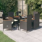 vidaXL Mobilier de salle à manger de jardin avec coussins 7 Pièces Noir