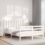 vidaXL Cadre de lit avec tête de lit blanc petit double bois massif