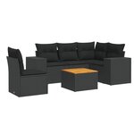 vidaXL Salon de jardin 6 Pièces avec coussins noir résine tressée