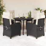 vidaXL Ensemble à manger de jardin coussins 5Pièces Noir Résine tressée