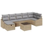 vidaXL Ensemble de canapé de jardin 8 pièces avec coussins Beige Poly Rotin
