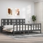 vidaXL Cadre de lit sans matelas gris 200x200 cm bois massif de pin