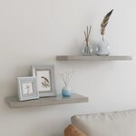 vidaXL Étagères murales flottantes 2 Pièces gris béton 60x23 5x3 8 cm MDF