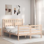 vidaXL Cadre de lit avec tête de lit 140x200 cm bois massif
