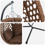 vidaXL Panier chaise œuf suspendue avec support Café Poly Rotin