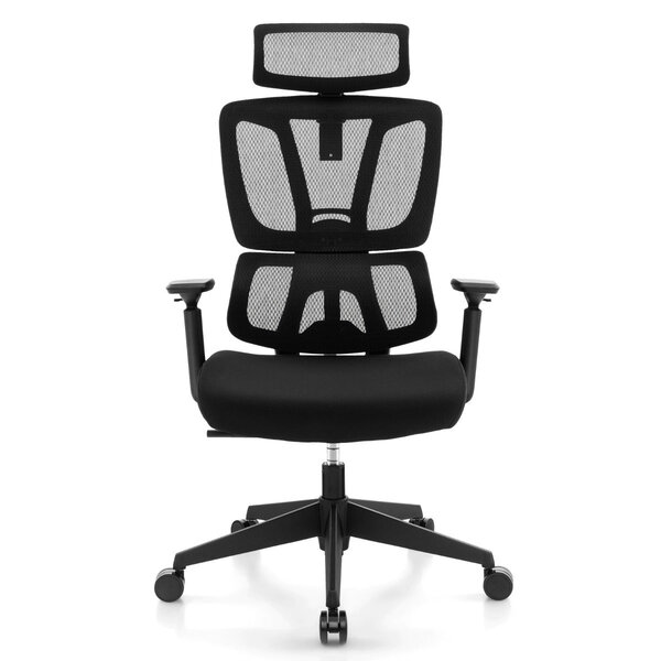 Chaise de direction chaise de bureau ergonomique et réglable en hauteur dossier en maille respirante support lombaire appui-tête et accoudoirs noir 20_0005289