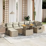 vidaXL Salon de jardin avec coussins 8 Pièces beige résine tressée