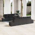 vidaXL Ensemble de Canapé de Jardin 9 pièces avec Coussins Noir Rotin Poly
