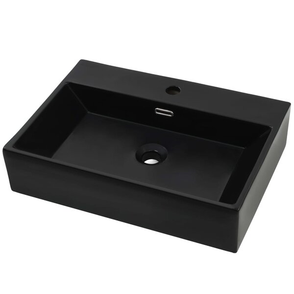 vidaXL Vasque avec trou de robinet en céramique Noir 60 5x42 5x14 5 cm