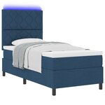 vidaXL Lit Box Spring avec Matelas & LED Bleu 90x200 cm Tissu