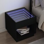 vidaXL Table de chevet avec LED infini noir 50x50x50 cm