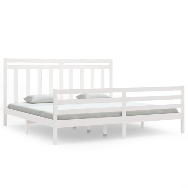 vidaXL Cadre de lit sans matelas blanc 200x200 cm bois massif